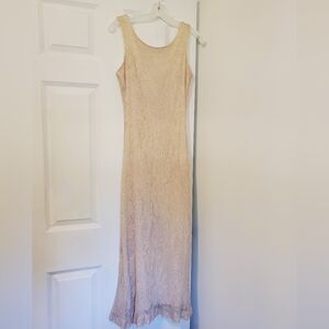 Vintage Harlow Gold Shimmery Fitted Holiday Dress New Years Formal Casual Gown